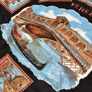 Vintage Venezia Venice Italy Hand Rolled Edge 30” Head Neck Scarf Souvenir Shawl